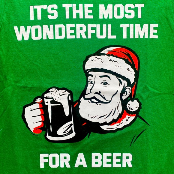 Santa "The Most Wonderful Time For A Beer" Graphic T-Shirt - Size Medium - NWT - Picture 2 of 2